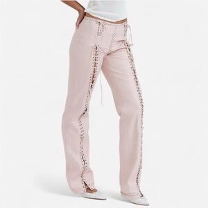 HOUSE OF CB Pink Lace-Up Pants